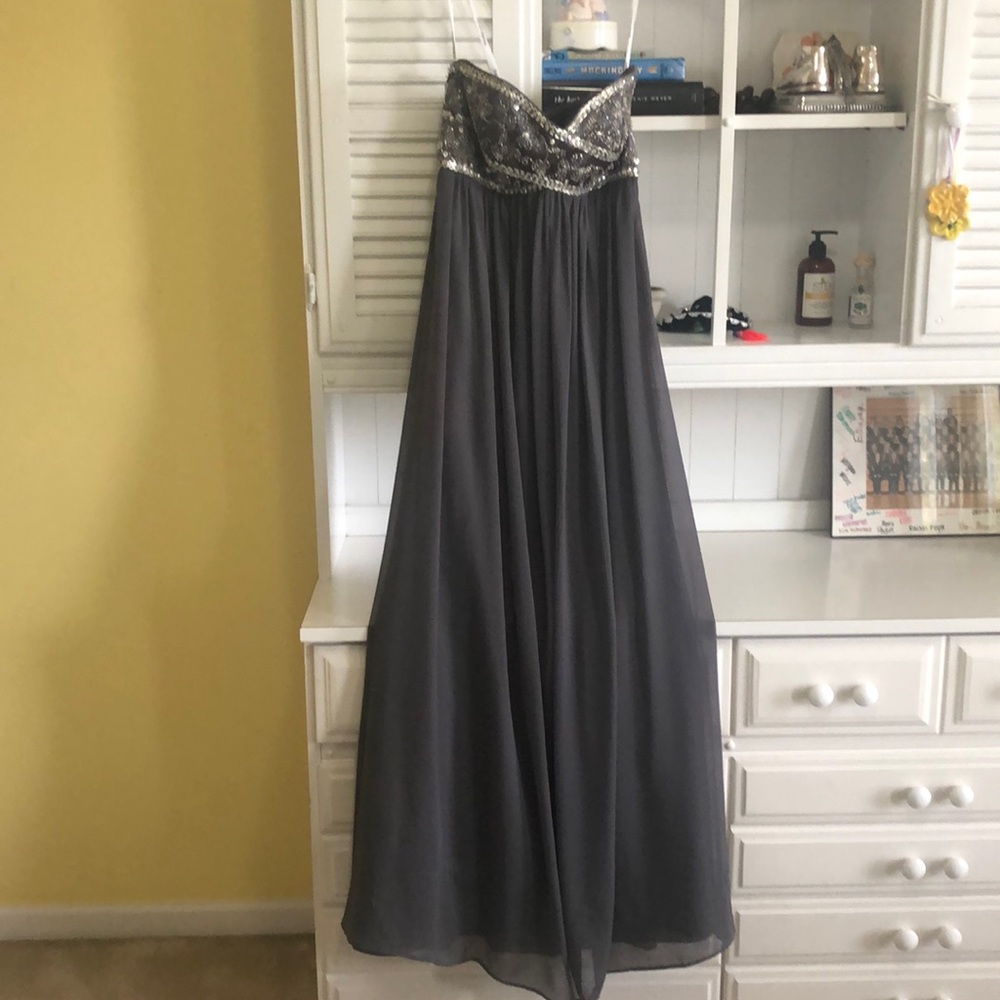 David’s Bridal Sequined strapless gown. Size 4